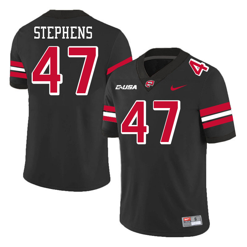 Western Kentucky Hilltoppers #47 Riley Stephens College Football Jerseys Stitched-Black